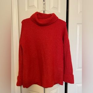 Anthropologie cozy red tunic sweater